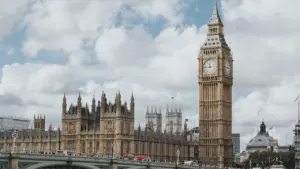 Iconic Big Ben and the Houses of Parliament in central London.