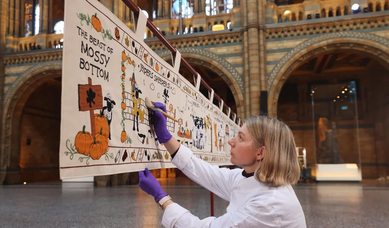 London’s Natural History Museum Unveils Giant Shaun the Sheep Tapestry