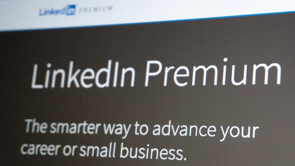 Close-up of a computer screen showing the LinkedIn Premium career advancement website landing page.